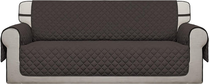 Reversible Couch Cover, 3 Cushion Sofa, Large, Chocolate/Beige | Machine Washable Slipcover For Dogs, Water Resistant Furniture Mat For Living Room, Non-Slip Sofa Cover, Pet Friendly - Colors A