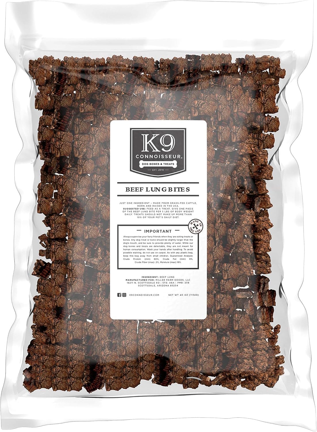 Beef Lung Dog Treats - USA Made Single Ingredient Dog Treat