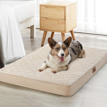 WNPETHOME Orthopedic Waterproof Extra Large Senior Dogs Bed for Comfy Sleep | XL Washable Ped Bed with Removable Cover, Multi-Needle Quilting XL Crate Bed for Large Sized Dog Relax, Light Grey 42x30 Inch