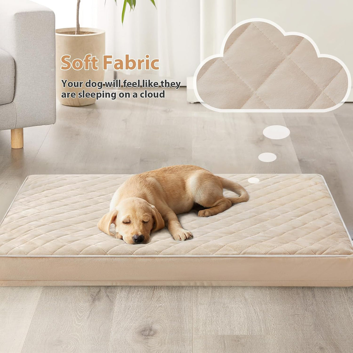 WNPETHOME Orthopedic Waterproof Extra Large Senior Dogs Bed for Comfy Sleep | XL Washable Ped Bed with Removable Cover, Multi-Needle Quilting XL Crate Bed for Large Sized Dog Relax, Light Grey 42x30 Inch