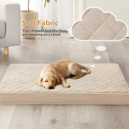 WNPETHOME Orthopedic Waterproof Extra Large Senior Dogs Bed for Comfy Sleep | XL Washable Ped Bed with Removable Cover, Multi-Needle Quilting XL Crate Bed for Large Sized Dog Relax, Light Grey 42x30 Inch