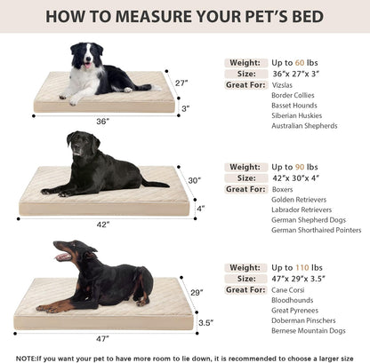 WNPETHOME Orthopedic Waterproof Extra Large Senior Dogs Bed for Comfy Sleep | XL Washable Ped Bed with Removable Cover, Multi-Needle Quilting XL Crate Bed for Large Sized Dog Relax, Light Grey 42x30 Inch