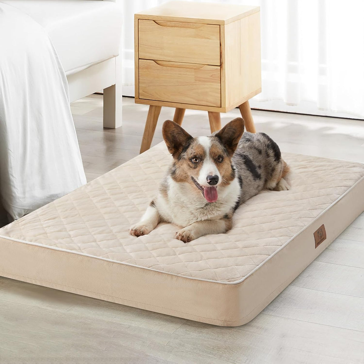 WNPETHOME Orthopedic Waterproof Extra Large Senior Dogs Bed for Comfy Sleep | XL Washable Ped Bed with Removable Cover, Multi-Needle Quilting XL Crate Bed for Large Sized Dog Relax, Light Grey 42x30 Inch