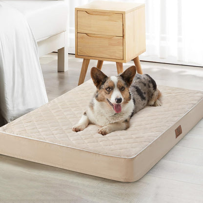 WNPETHOME Orthopedic Waterproof Extra Large Senior Dogs Bed for Comfy Sleep | XL Washable Ped Bed with Removable Cover, Multi-Needle Quilting XL Crate Bed for Large Sized Dog Relax, Light Grey 42x30 Inch