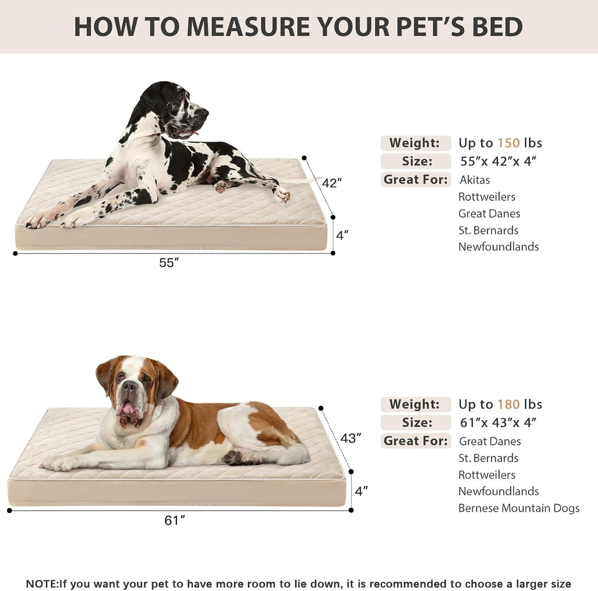 WNPETHOME Orthopedic Waterproof Extra Large Senior Dogs Bed for Comfy Sleep | XL Washable Ped Bed with Removable Cover, Multi-Needle Quilting XL Crate Bed for Large Sized Dog Relax, Light Grey 42x30 Inch