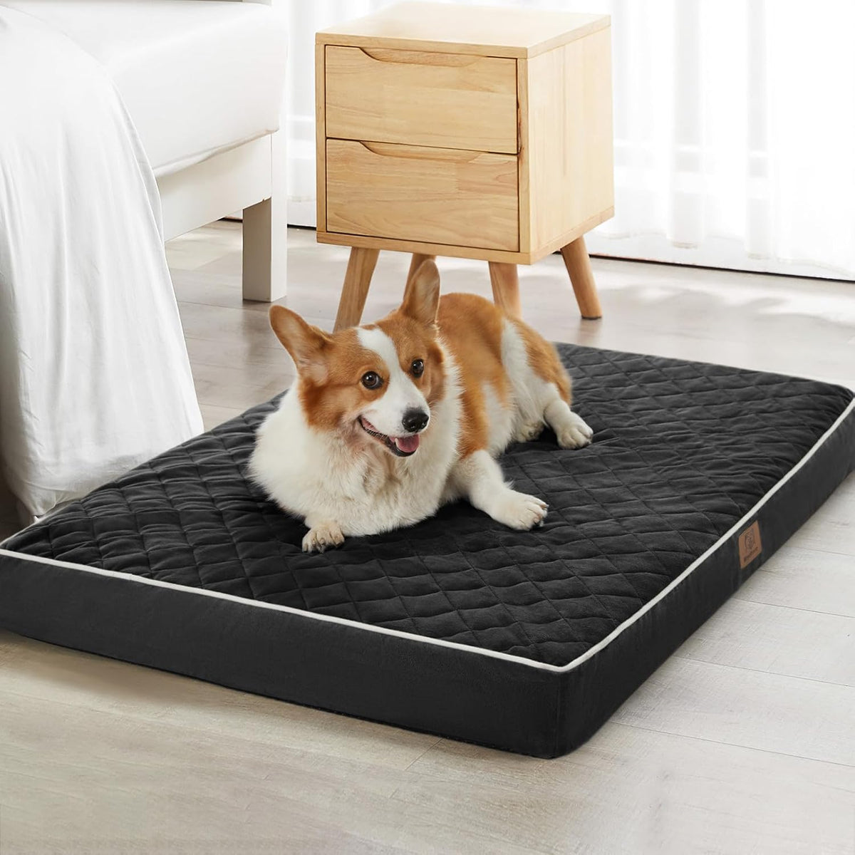 WNPETHOME Orthopedic Waterproof Extra Large Senior Dogs Bed for Comfy Sleep | XL Washable Ped Bed with Removable Cover, Multi-Needle Quilting XL Crate Bed for Large Sized Dog Relax, Light Grey 42x30 Inch