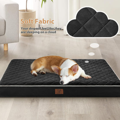 WNPETHOME Orthopedic Waterproof Extra Large Senior Dogs Bed for Comfy Sleep | XL Washable Ped Bed with Removable Cover, Multi-Needle Quilting XL Crate Bed for Large Sized Dog Relax, Light Grey 42x30 Inch