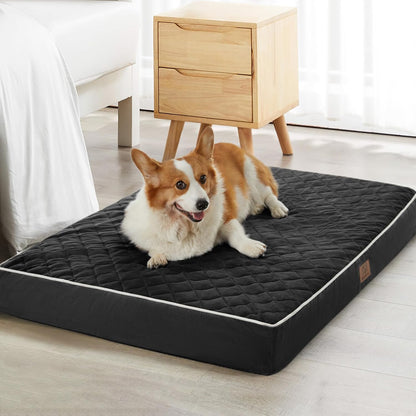 WNPETHOME Orthopedic Waterproof Extra Large Senior Dogs Bed for Comfy Sleep | XL Washable Ped Bed with Removable Cover, Multi-Needle Quilting XL Crate Bed for Large Sized Dog Relax, Light Grey 42x30 Inch
