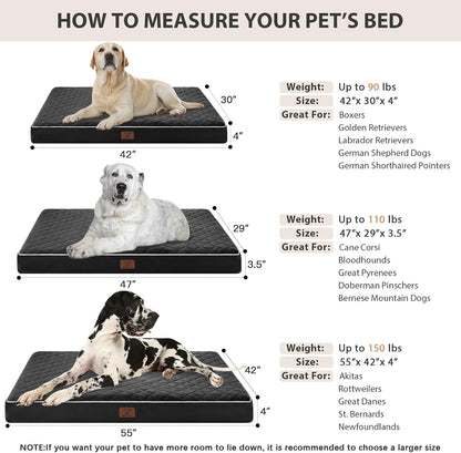 WNPETHOME Orthopedic Waterproof Extra Large Senior Dogs Bed for Comfy Sleep | XL Washable Ped Bed with Removable Cover, Multi-Needle Quilting XL Crate Bed for Large Sized Dog Relax, Light Grey 42x30 Inch