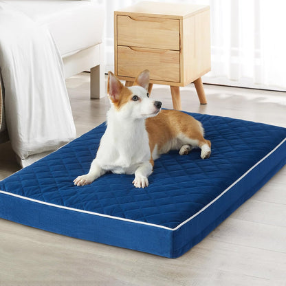 WNPETHOME Orthopedic Waterproof Extra Large Senior Dogs Bed for Comfy Sleep | XL Washable Ped Bed with Removable Cover, Multi-Needle Quilting XL Crate Bed for Large Sized Dog Relax, Light Grey 42x30 Inch