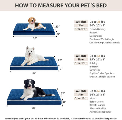 WNPETHOME Orthopedic Waterproof Extra Large Senior Dogs Bed for Comfy Sleep | XL Washable Ped Bed with Removable Cover, Multi-Needle Quilting XL Crate Bed for Large Sized Dog Relax, Light Grey 42x30 Inch