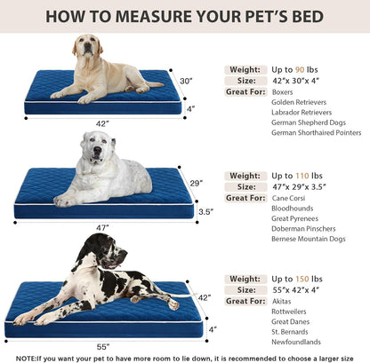 WNPETHOME Orthopedic Waterproof Extra Large Senior Dogs Bed for Comfy Sleep | XL Washable Ped Bed with Removable Cover, Multi-Needle Quilting XL Crate Bed for Large Sized Dog Relax, Light Grey 42x30 Inch
