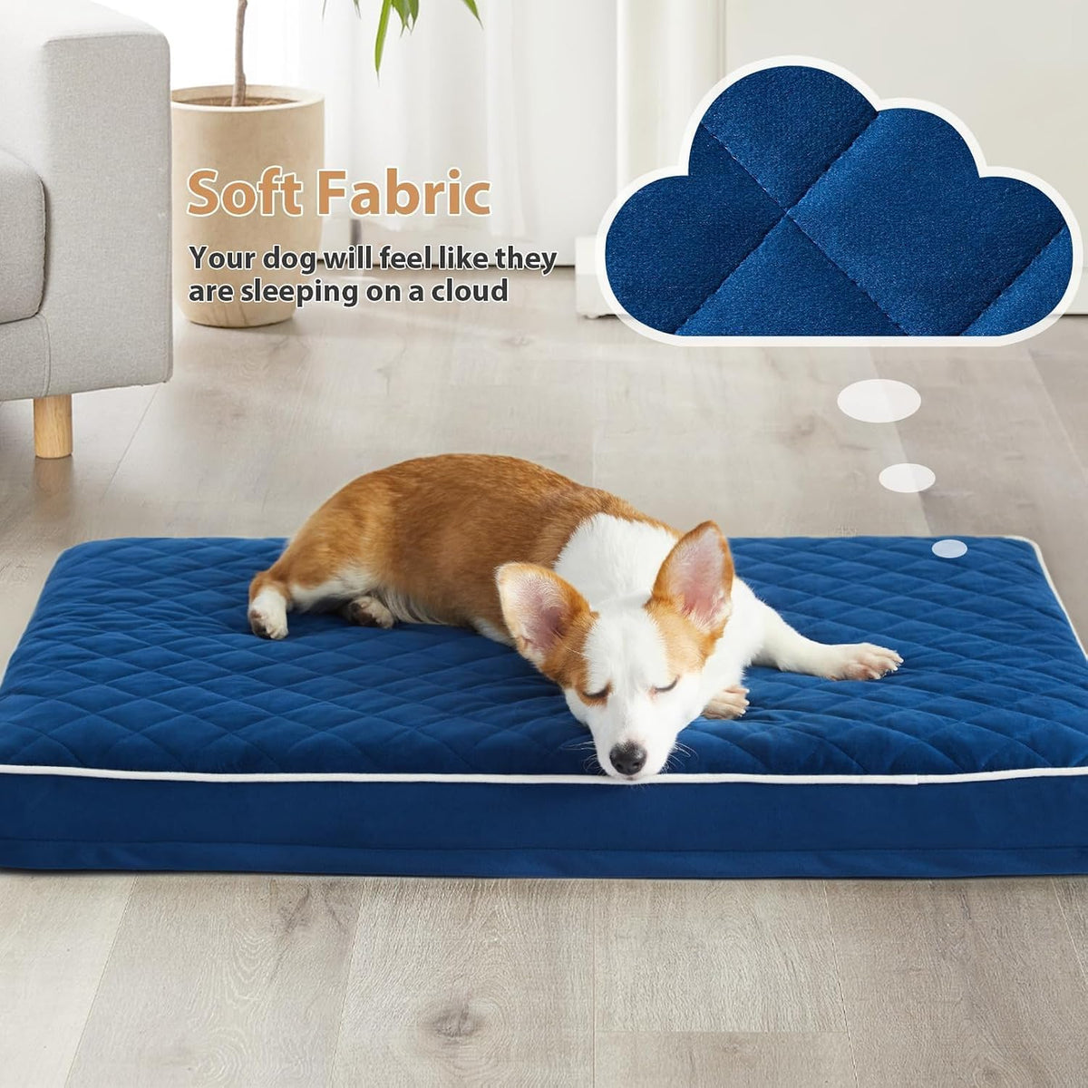 WNPETHOME Orthopedic Waterproof Extra Large Senior Dogs Bed for Comfy Sleep | XL Washable Ped Bed with Removable Cover, Multi-Needle Quilting XL Crate Bed for Large Sized Dog Relax, Light Grey 42x30 Inch