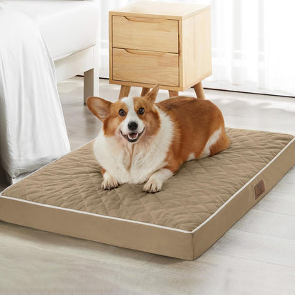 WNPETHOME Orthopedic Waterproof Extra Large Senior Dogs Bed for Comfy Sleep | XL Washable Ped Bed with Removable Cover, Multi-Needle Quilting XL Crate Bed for Large Sized Dog Relax, Light Grey 42x30 Inch