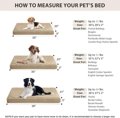 WNPETHOME Orthopedic Waterproof Extra Large Senior Dogs Bed for Comfy Sleep | XL Washable Ped Bed with Removable Cover, Multi-Needle Quilting XL Crate Bed for Large Sized Dog Relax, Light Grey 42x30 Inch