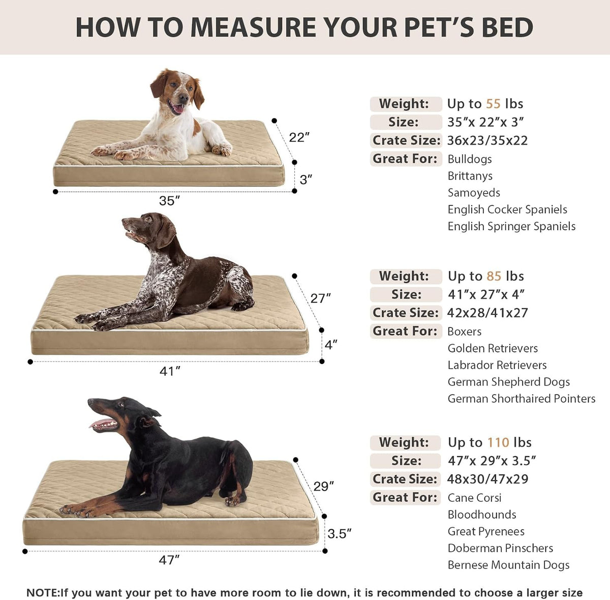 WNPETHOME Orthopedic Waterproof Extra Large Senior Dogs Bed for Comfy Sleep | XL Washable Ped Bed with Removable Cover, Multi-Needle Quilting XL Crate Bed for Large Sized Dog Relax, Light Grey 42x30 Inch