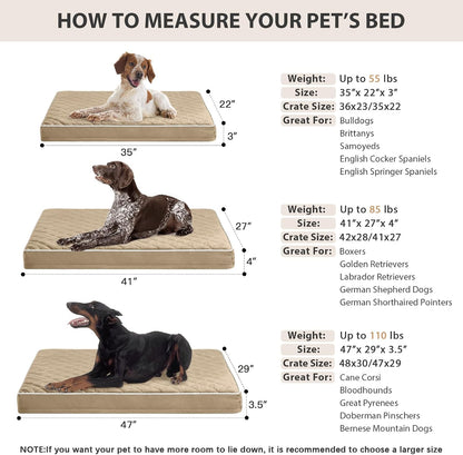 WNPETHOME Orthopedic Waterproof Extra Large Senior Dogs Bed for Comfy Sleep | XL Washable Ped Bed with Removable Cover, Multi-Needle Quilting XL Crate Bed for Large Sized Dog Relax, Light Grey 42x30 Inch