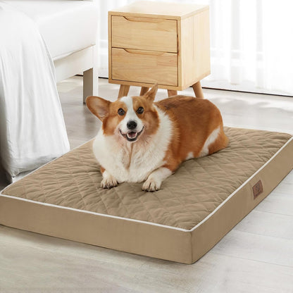 WNPETHOME Orthopedic Waterproof Extra Large Senior Dogs Bed for Comfy Sleep | XL Washable Ped Bed with Removable Cover, Multi-Needle Quilting XL Crate Bed for Large Sized Dog Relax, Light Grey 42x30 Inch