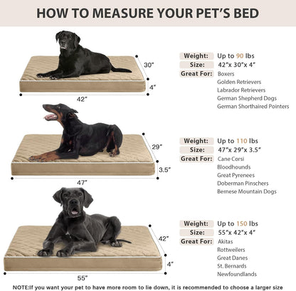 WNPETHOME Orthopedic Waterproof Extra Large Senior Dogs Bed for Comfy Sleep | XL Washable Ped Bed with Removable Cover, Multi-Needle Quilting XL Crate Bed for Large Sized Dog Relax, Light Grey 42x30 Inch