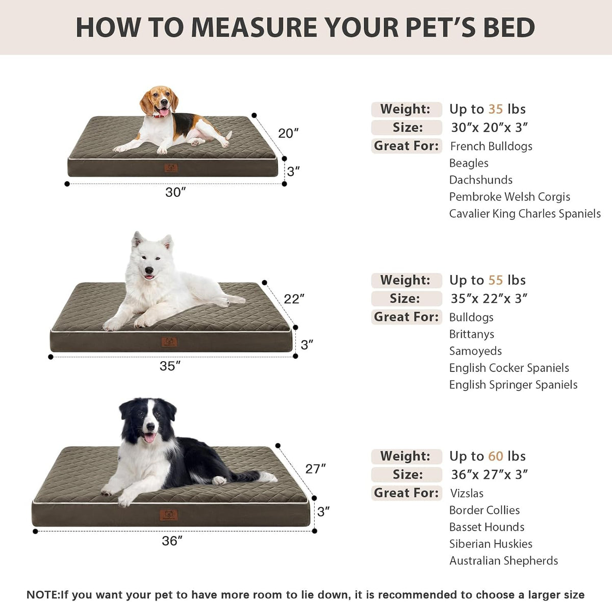WNPETHOME Orthopedic Waterproof Extra Large Senior Dogs Bed for Comfy Sleep | XL Washable Ped Bed with Removable Cover, Multi-Needle Quilting XL Crate Bed for Large Sized Dog Relax, Light Grey 42x30 Inch