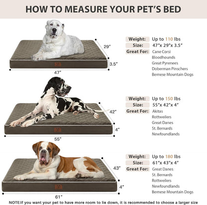 WNPETHOME Orthopedic Waterproof Extra Large Senior Dogs Bed for Comfy Sleep | XL Washable Ped Bed with Removable Cover, Multi-Needle Quilting XL Crate Bed for Large Sized Dog Relax, Light Grey 42x30 Inch