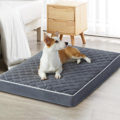 WNPETHOME Orthopedic Waterproof Extra Large Senior Dogs Bed for Comfy Sleep | XL Washable Ped Bed with Removable Cover, Multi-Needle Quilting XL Crate Bed for Large Sized Dog Relax, Light Grey 42x30 Inch