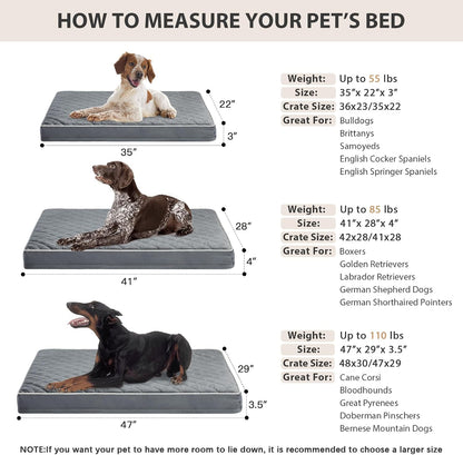 WNPETHOME Orthopedic Waterproof Extra Large Senior Dogs Bed for Comfy Sleep | XL Washable Ped Bed with Removable Cover, Multi-Needle Quilting XL Crate Bed for Large Sized Dog Relax, Light Grey 42x30 Inch