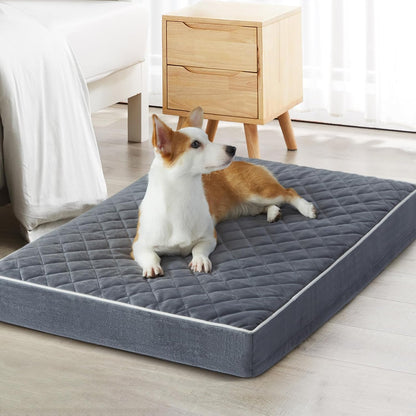 WNPETHOME Orthopedic Waterproof Extra Large Senior Dogs Bed for Comfy Sleep | XL Washable Ped Bed with Removable Cover, Multi-Needle Quilting XL Crate Bed for Large Sized Dog Relax, Light Grey 42x30 Inch