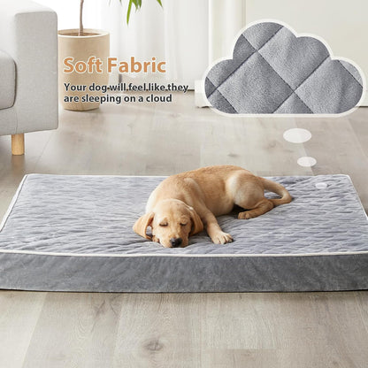 WNPETHOME Orthopedic Waterproof Extra Large Senior Dogs Bed for Comfy Sleep | XL Washable Ped Bed with Removable Cover, Multi-Needle Quilting XL Crate Bed for Large Sized Dog Relax, Light Grey 42x30 Inch