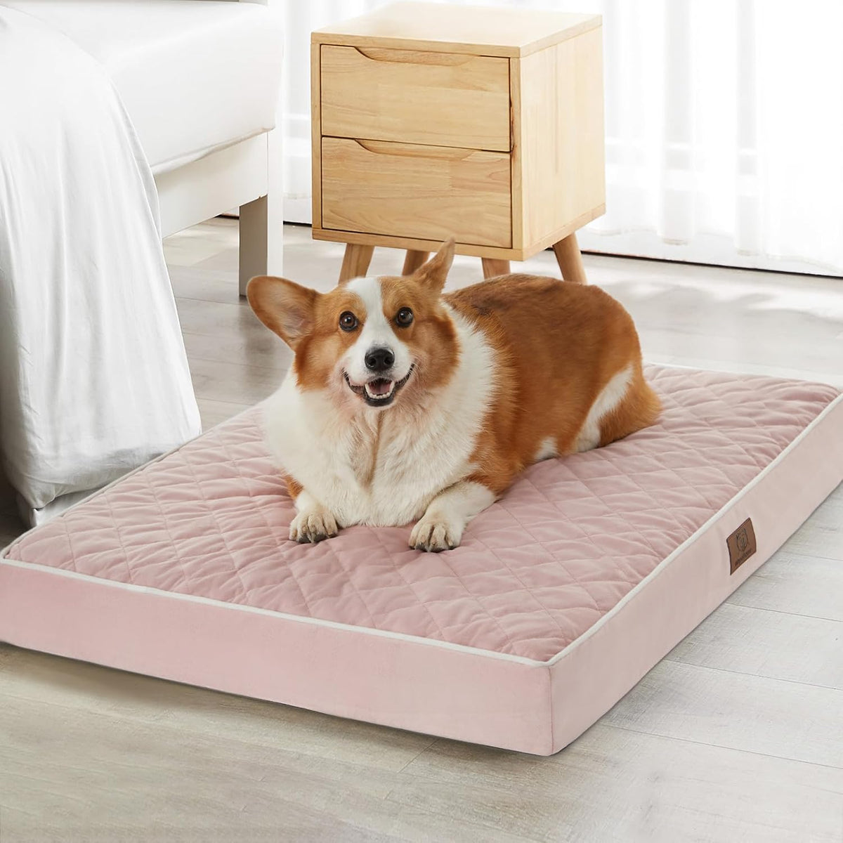 WNPETHOME Orthopedic Waterproof Extra Large Senior Dogs Bed for Comfy Sleep | XL Washable Ped Bed with Removable Cover, Multi-Needle Quilting XL Crate Bed for Large Sized Dog Relax, Light Grey 42x30 Inch