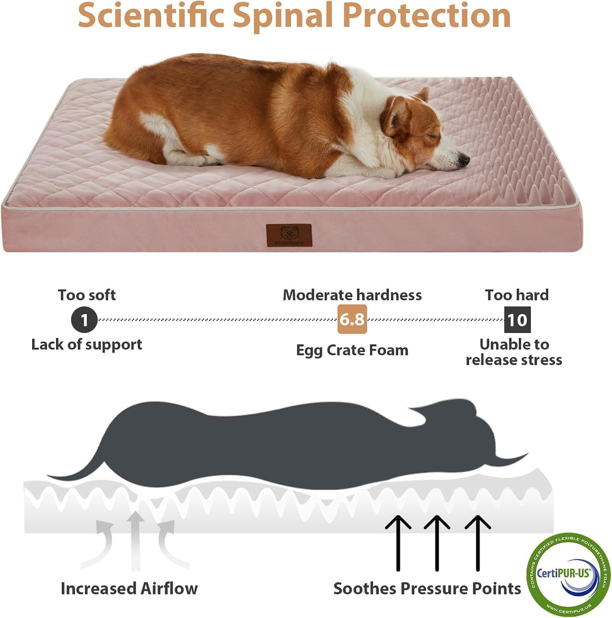 WNPETHOME Orthopedic Waterproof Extra Large Senior Dogs Bed for Comfy Sleep | XL Washable Ped Bed with Removable Cover, Multi-Needle Quilting XL Crate Bed for Large Sized Dog Relax, Light Grey 42x30 Inch