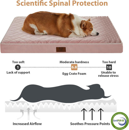WNPETHOME Orthopedic Waterproof Extra Large Senior Dogs Bed for Comfy Sleep | XL Washable Ped Bed with Removable Cover, Multi-Needle Quilting XL Crate Bed for Large Sized Dog Relax, Light Grey 42x30 Inch