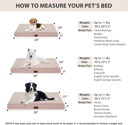 WNPETHOME Orthopedic Waterproof Extra Large Senior Dogs Bed for Comfy Sleep | XL Washable Ped Bed with Removable Cover, Multi-Needle Quilting XL Crate Bed for Large Sized Dog Relax, Light Grey 42x30 Inch