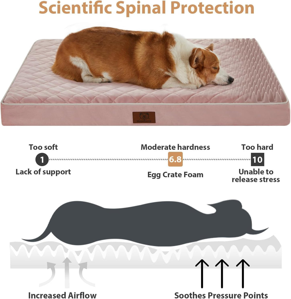 WNPETHOME Orthopedic Waterproof Extra Large Senior Dogs Bed for Comfy Sleep | XL Washable Ped Bed with Removable Cover, Multi-Needle Quilting XL Crate Bed for Large Sized Dog Relax, Light Grey 42x30 Inch