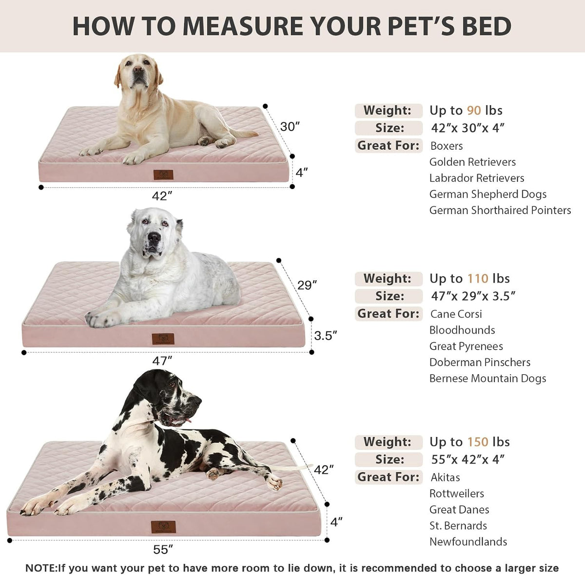 WNPETHOME Orthopedic Waterproof Extra Large Senior Dogs Bed for Comfy Sleep | XL Washable Ped Bed with Removable Cover, Multi-Needle Quilting XL Crate Bed for Large Sized Dog Relax, Light Grey 42x30 Inch