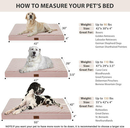 WNPETHOME Orthopedic Waterproof Extra Large Senior Dogs Bed for Comfy Sleep | XL Washable Ped Bed with Removable Cover, Multi-Needle Quilting XL Crate Bed for Large Sized Dog Relax, Light Grey 42x30 Inch