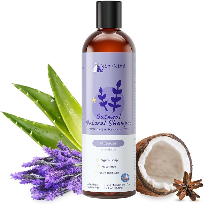 Sensitive Skin Natural Dog and Cat Shampoo - Gentle Oatmeal Clean - Fragrance Free - 12 fl oz