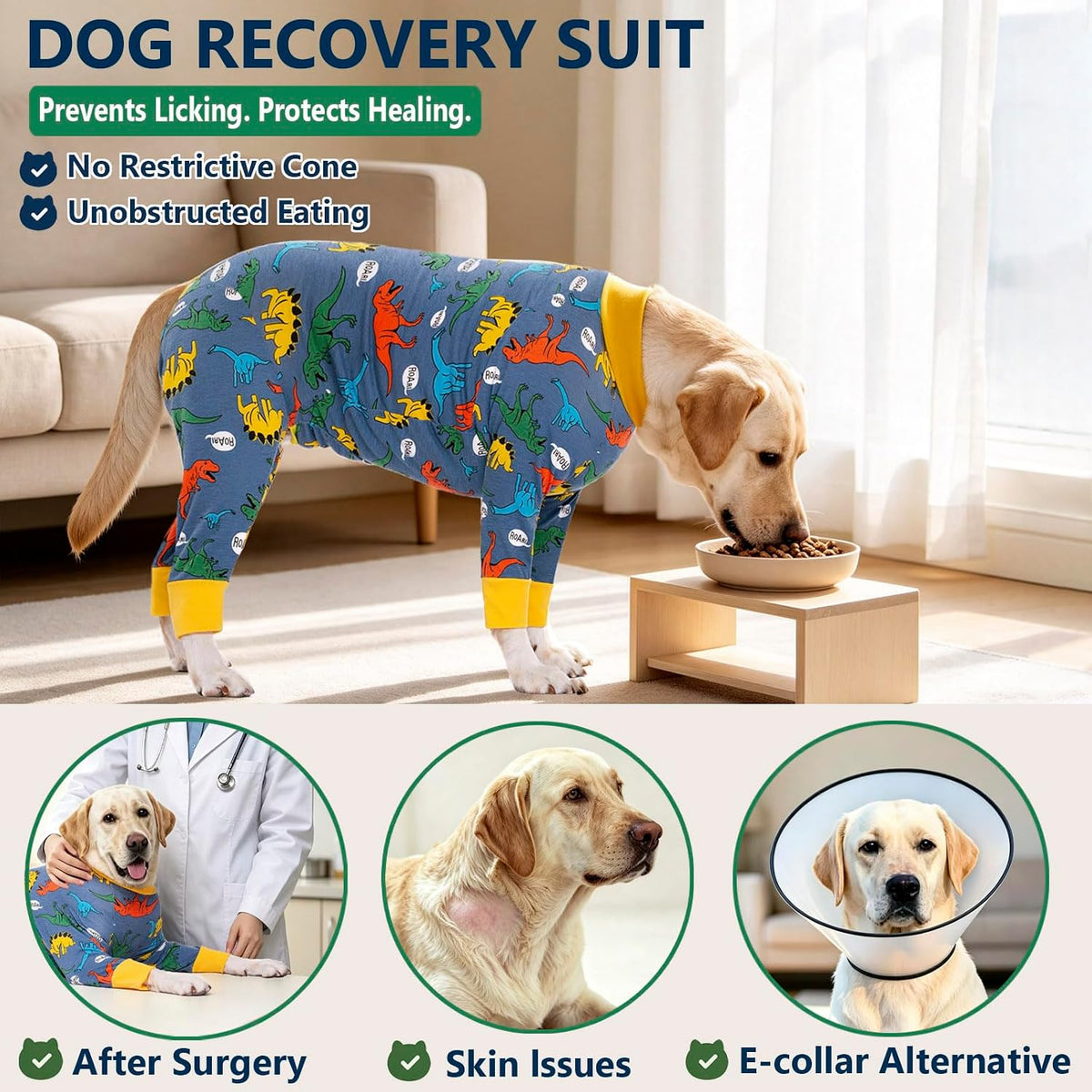 Dog Recovery Suit for Dogs After Surgery Female Male Medium Large Dog Neuter Spay Onesie for Shedding Prevent Licking Surgical Wound Dog Cone Alternative
