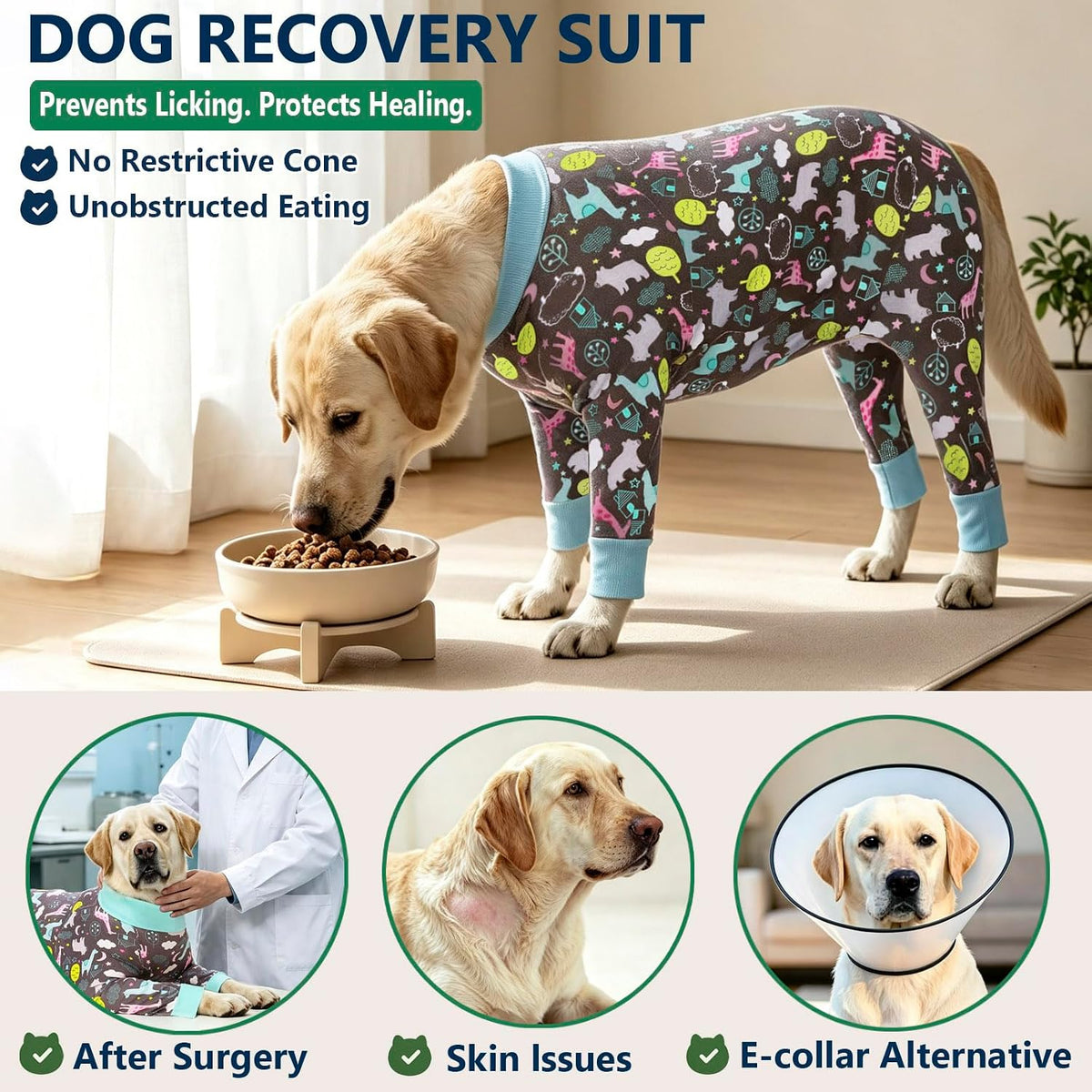 Dog Recovery Suit for Dogs After Surgery Female Male Medium Large Dog Neuter Spay Onesie for Shedding Prevent Licking Surgical Wound Dog Cone Alternative