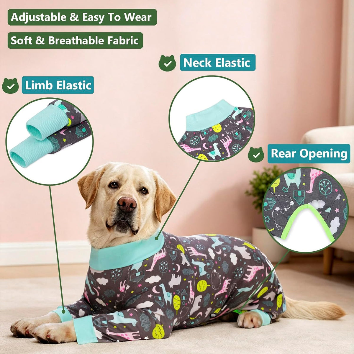 Dog Recovery Suit for Dogs After Surgery Female Male Medium Large Dog Neuter Spay Onesie for Shedding Prevent Licking Surgical Wound Dog Cone Alternative