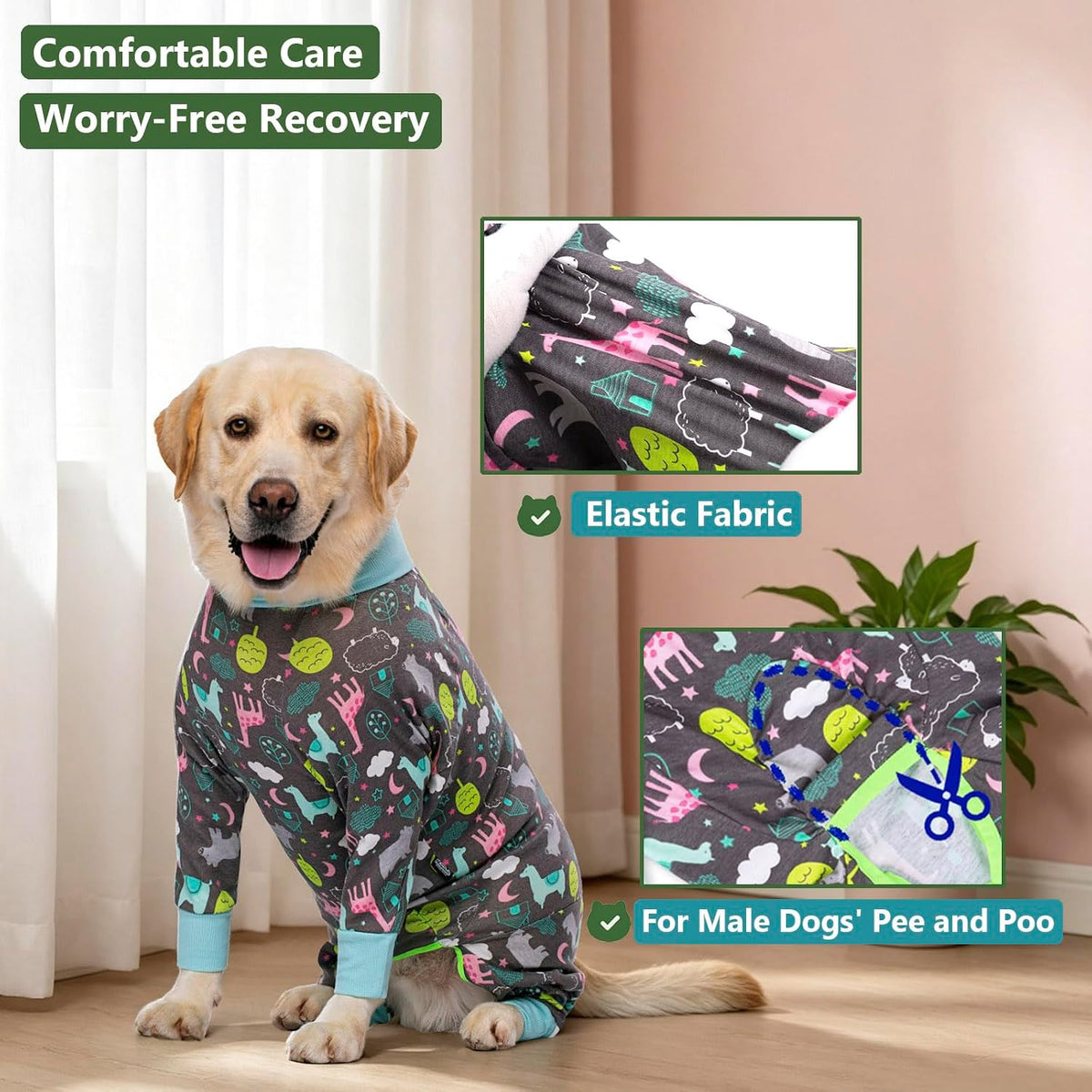 Dog Recovery Suit for Dogs After Surgery Female Male Medium Large Dog Neuter Spay Onesie for Shedding Prevent Licking Surgical Wound Dog Cone Alternative
