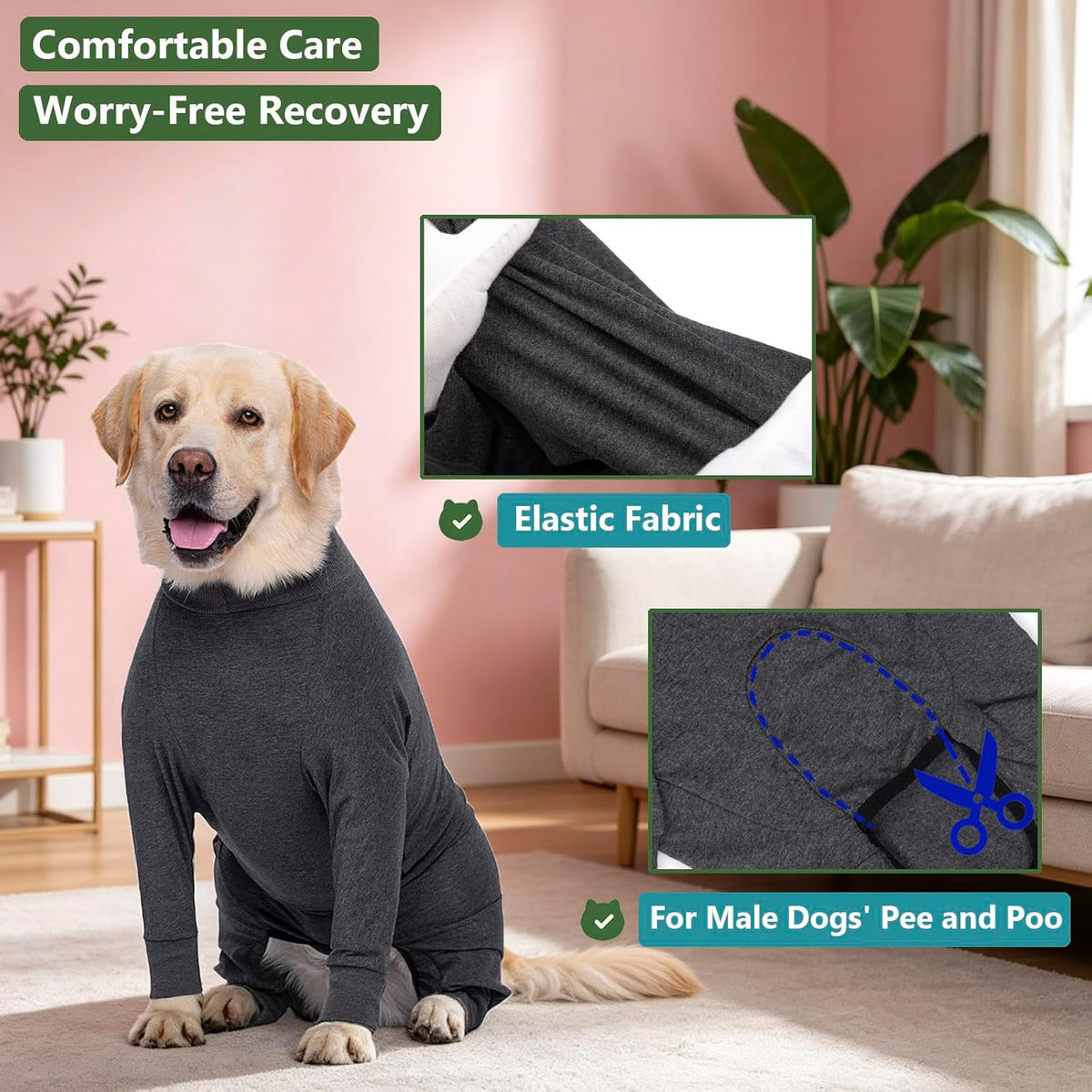Dog Recovery Suit for Dogs After Surgery Female Male Medium Large Dog Neuter Spay Onesie for Shedding Prevent Licking Surgical Wound Dog Cone Alternative