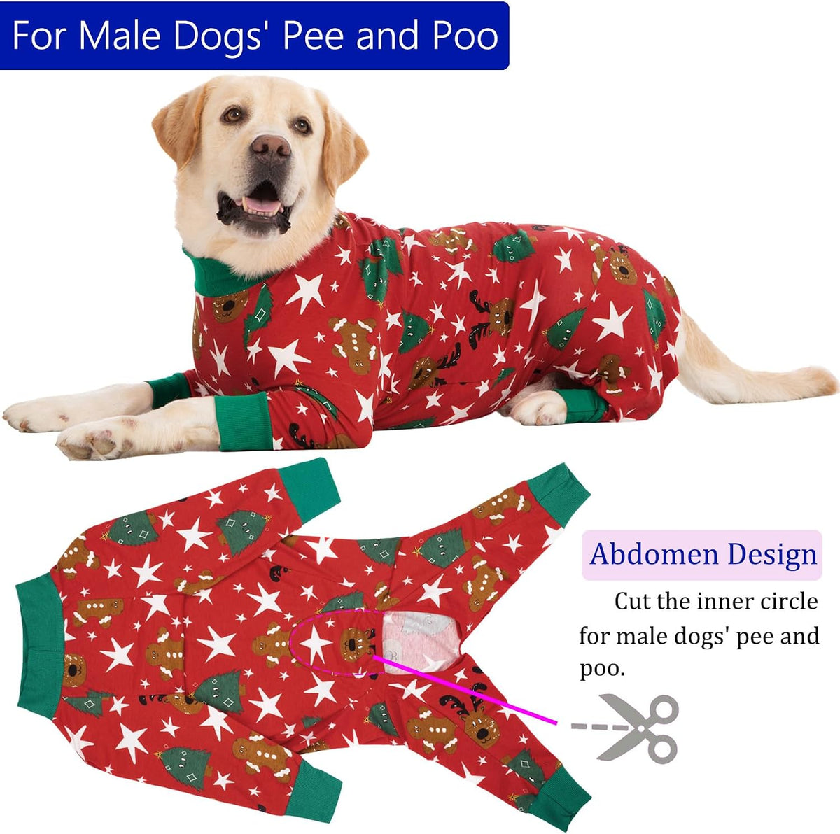Dog Recovery Suit for Dogs After Surgery Female Male Medium Large Dog Neuter Spay Onesie for Shedding Prevent Licking Surgical Wound Dog Cone Alternative
