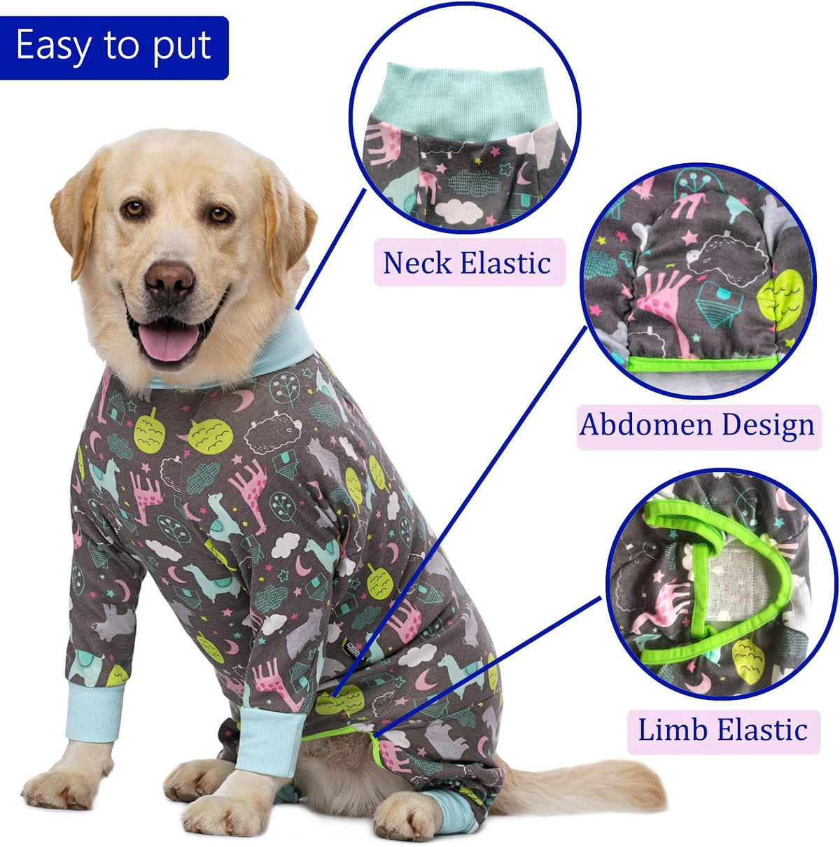Dog Recovery Suit for Dogs After Surgery Female Male Medium Large Dog Neuter Spay Onesie for Shedding Prevent Licking Surgical Wound Dog Cone Alternative