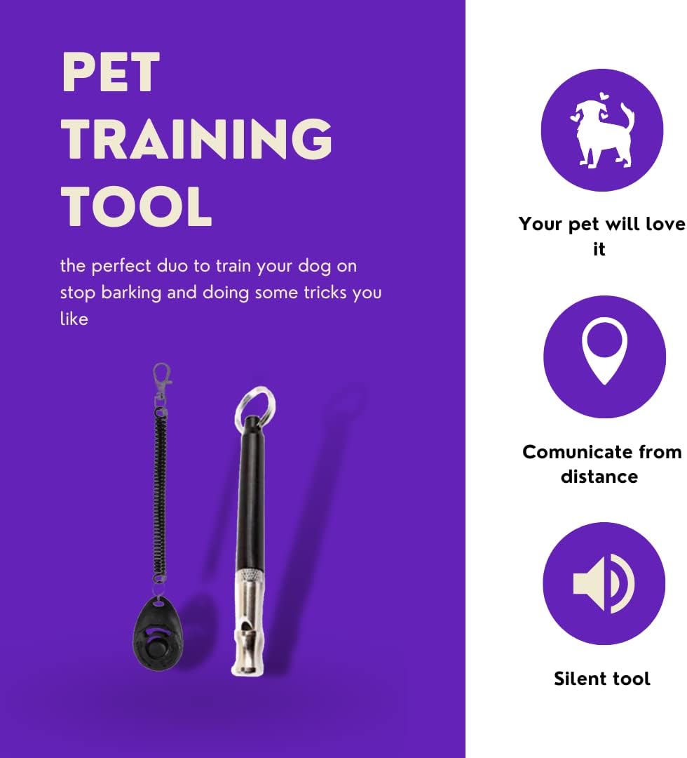 Dog Whistles, Custom Target Stick and Clicker Training Device for Dogs Pet Play Kit Agility Training Set Clicker