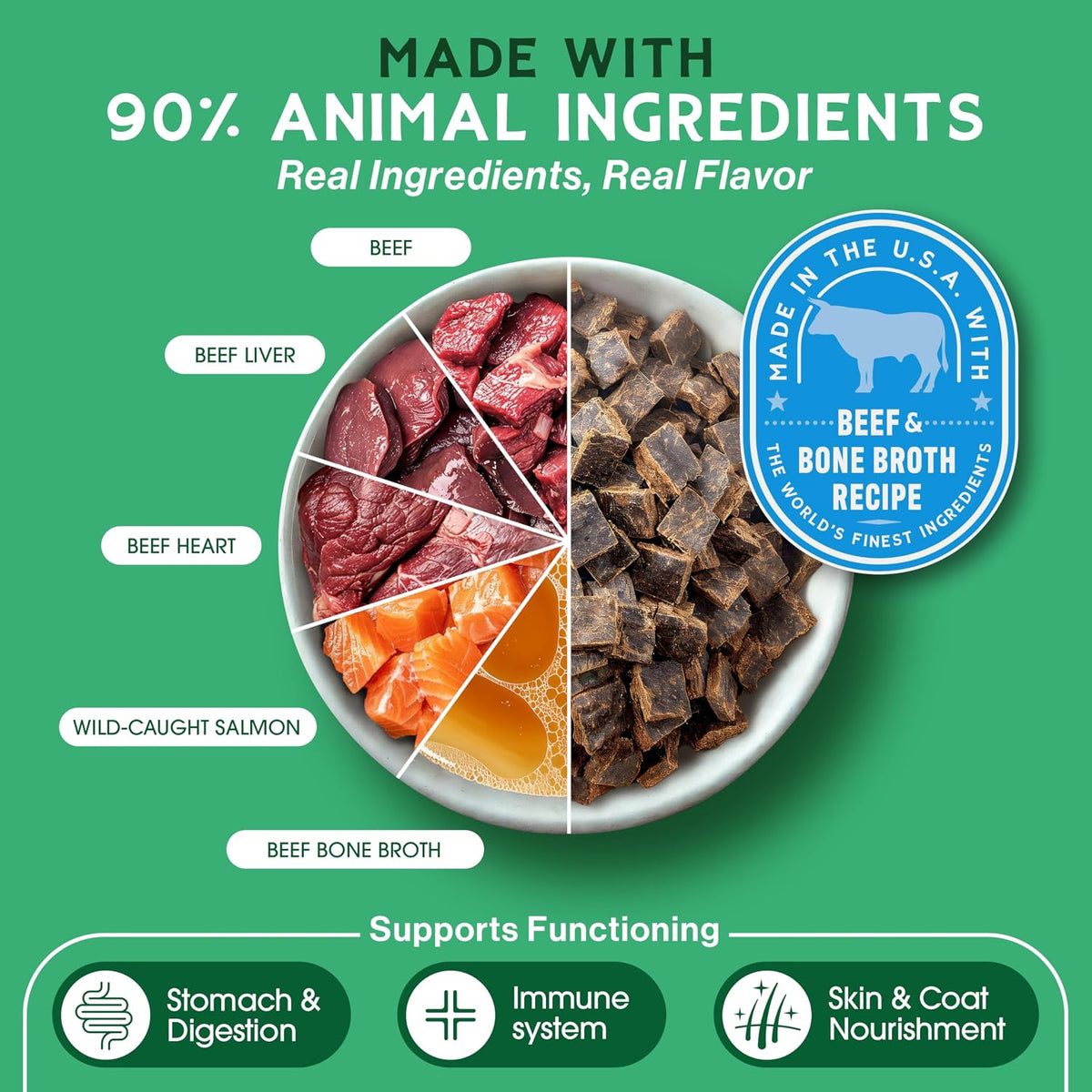 The Good List Air-Dried Dog Food, Premium Beef & Bone Broth for Dogs, Protein Rich & Grain-Free Nutrition, 1 Pound Bag