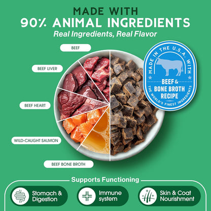 The Good List Air-Dried Dog Food, Premium Beef & Bone Broth for Dogs, Protein Rich & Grain-Free Nutrition, 1 Pound Bag