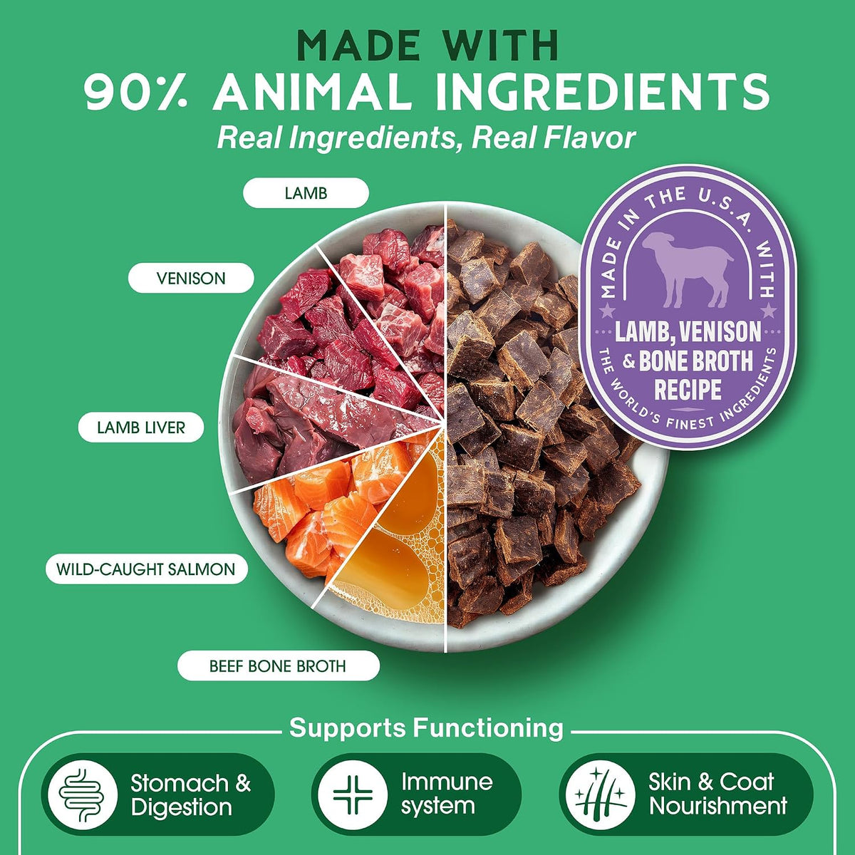 The Good List Air-Dried Dog Food, Premium Beef & Bone Broth for Dogs, Protein Rich & Grain-Free Nutrition, 1 Pound Bag