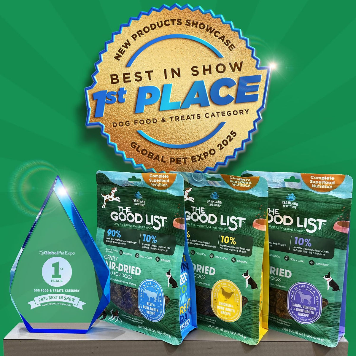 The Good List Air-Dried Dog Food, Premium Beef & Bone Broth for Dogs, Protein Rich & Grain-Free Nutrition, 1 Pound Bag