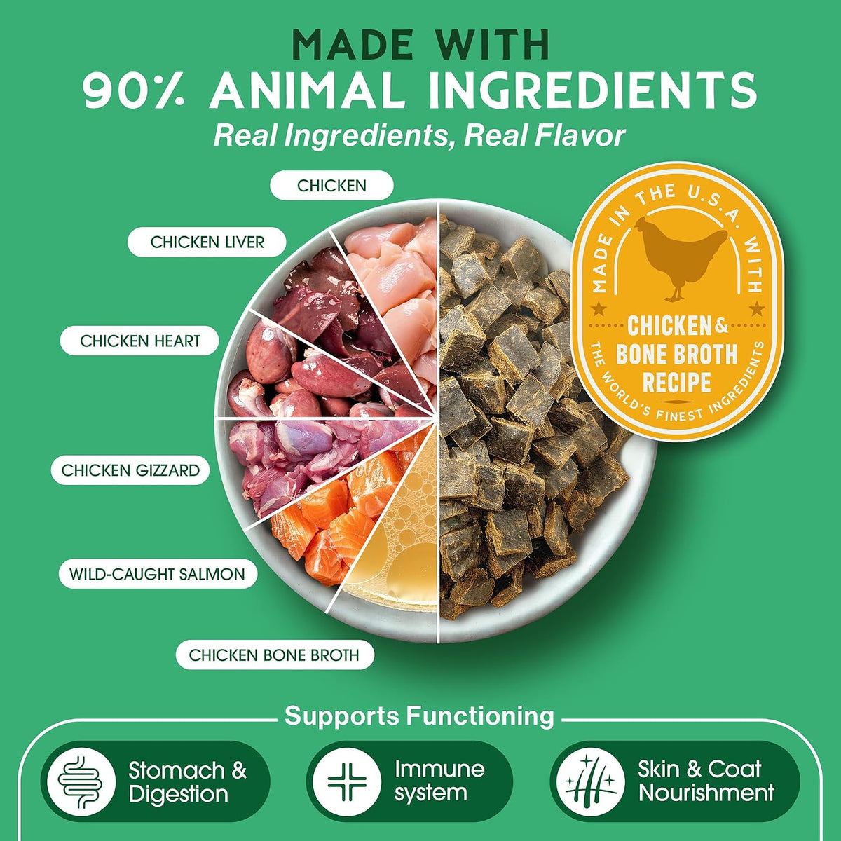The Good List Air-Dried Dog Food, Premium Beef & Bone Broth for Dogs, Protein Rich & Grain-Free Nutrition, 1 Pound Bag